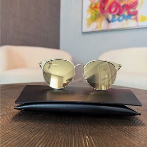Saint Laurent Gold Mirrored Round Sunglasses for Women